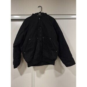 Lakin McKey Jacket Mens Large Black Canvas Hooded Full Zip Workwear